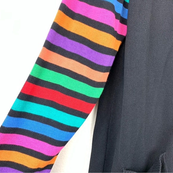 Bob Mackie Colorful Rainbow Sweater Button Down Cardigan Vintage Wearable Art - Picture 4 of 5